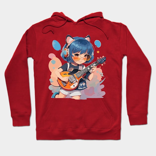 A little girl plays the guitar Hoodie by CatCoconut-Art